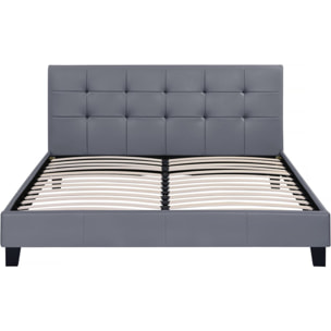 Lit double en pvc "Julia" - 140 x 190 cm - Gris
