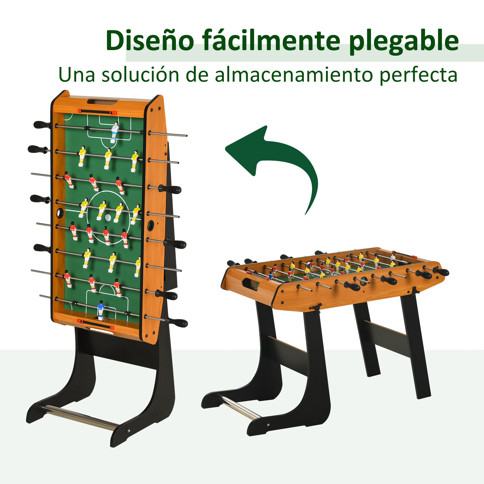 Futbolín Plegable Juego de Mesa de Fútbol con 22 Jugadores Futbolín para Niños y Adultos con 2 Marcadores 98x42x62,5 cm Natural y Negro