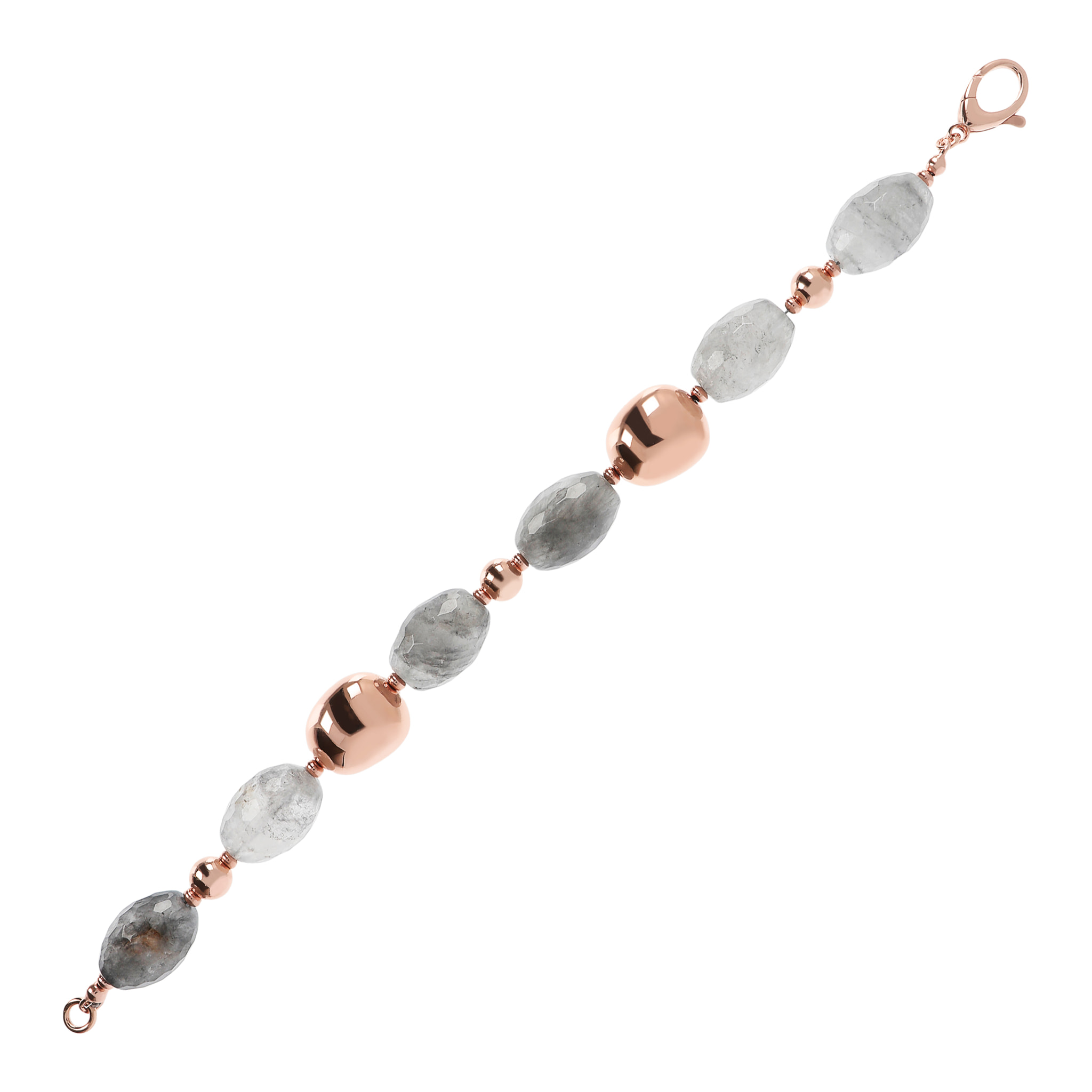 Bracciale con Quarzo Grigio e Pepite Golden Rosé