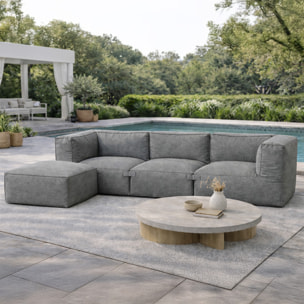 VERONE Salon de jardin modulable 4 places gris en tissu déperlant