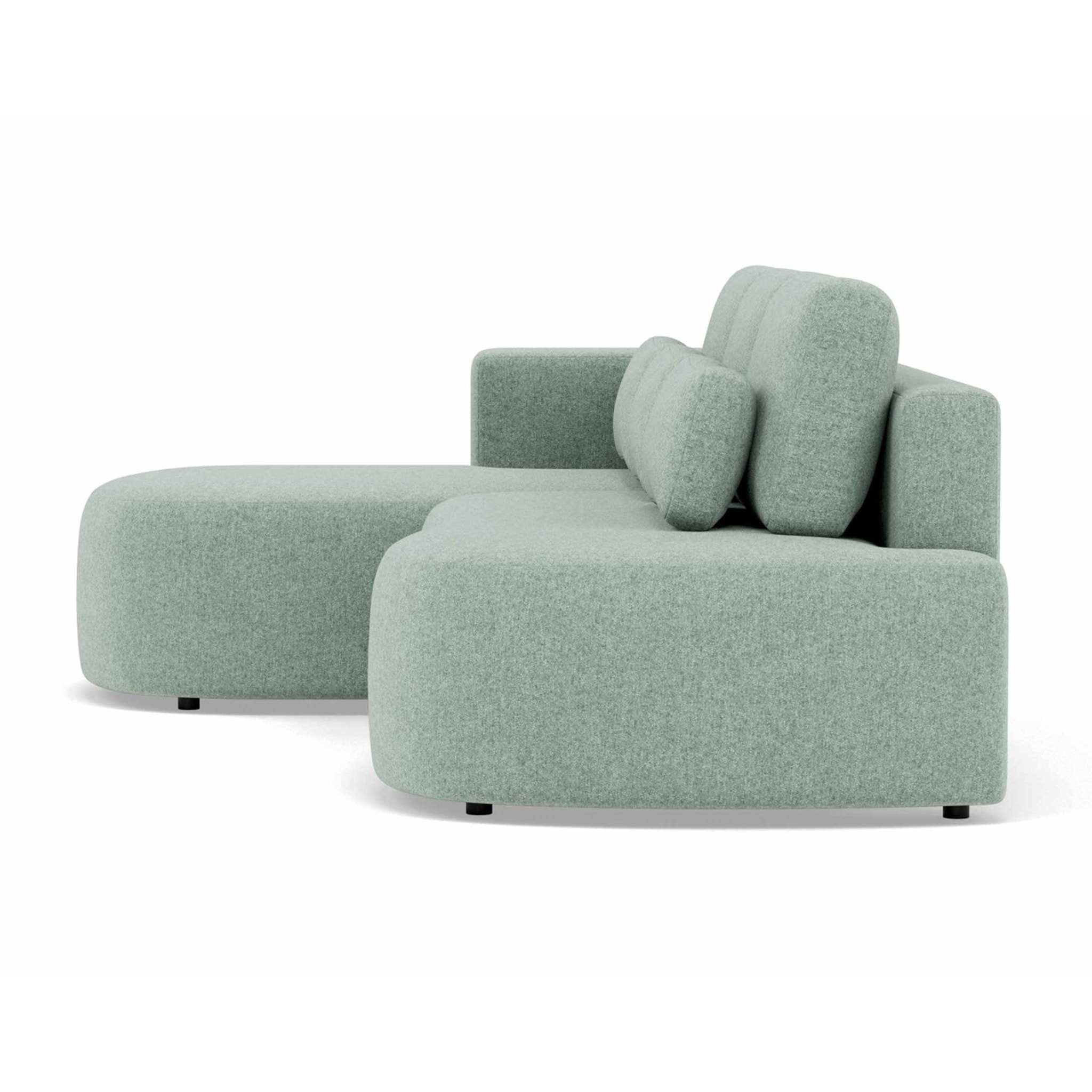 Mahina - canapé d'angle gauche 4 places convertible avec coffre en tissu texturé - Bleu