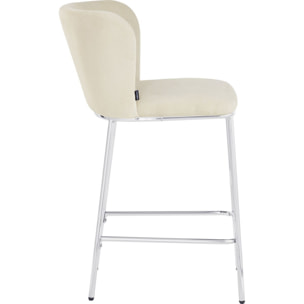 Lot de 2 tabourets de bar en velours côtelé, piètement chromé - TOMA