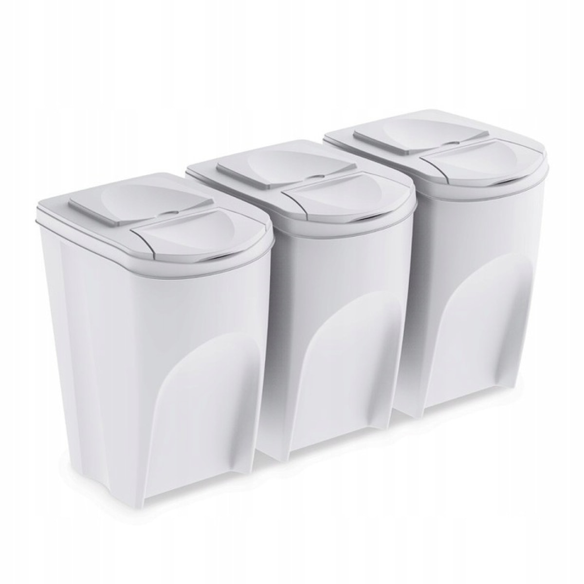 Juego de 3 cubos de reciclaje 105L Prosperplast Sortibox, blanco