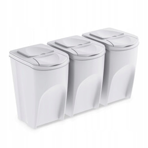 Juego de 3 cubos de reciclaje 105L Prosperplast Sortibox, blanco