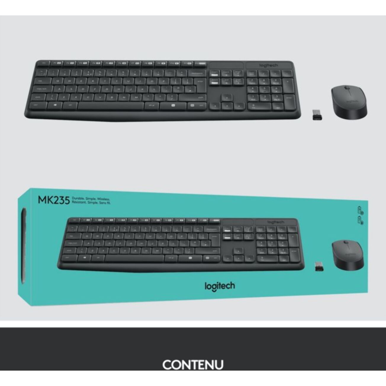 Clavier + Souris LOGITECH MK235 sans fil silencieux