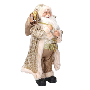 Babbo natale in tessuto bianco oro cm27x10h60