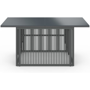 Table de jardin relevable Ozéa 100cm verre trempé gris