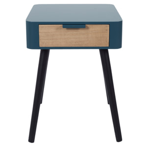 Chevet 1 Tiroir En Bois Bleu Canard