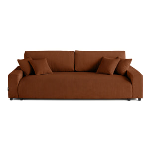 Pivoine - canapé droit 3 places - convertible avec coffre - en velours côtelé - Terracotta