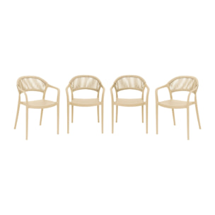 Chaise de jardin empilable avec effet corde (lot de 4) JOVIA