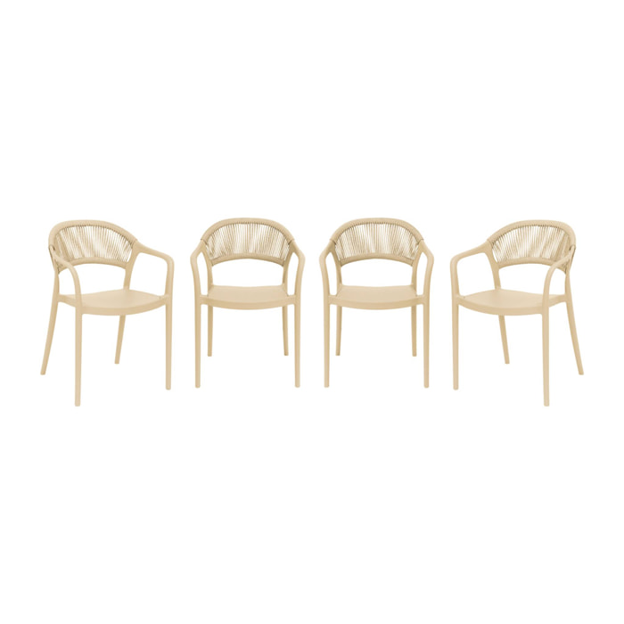 Chaise de jardin empilable avec effet corde (lot de 4) JOVIA