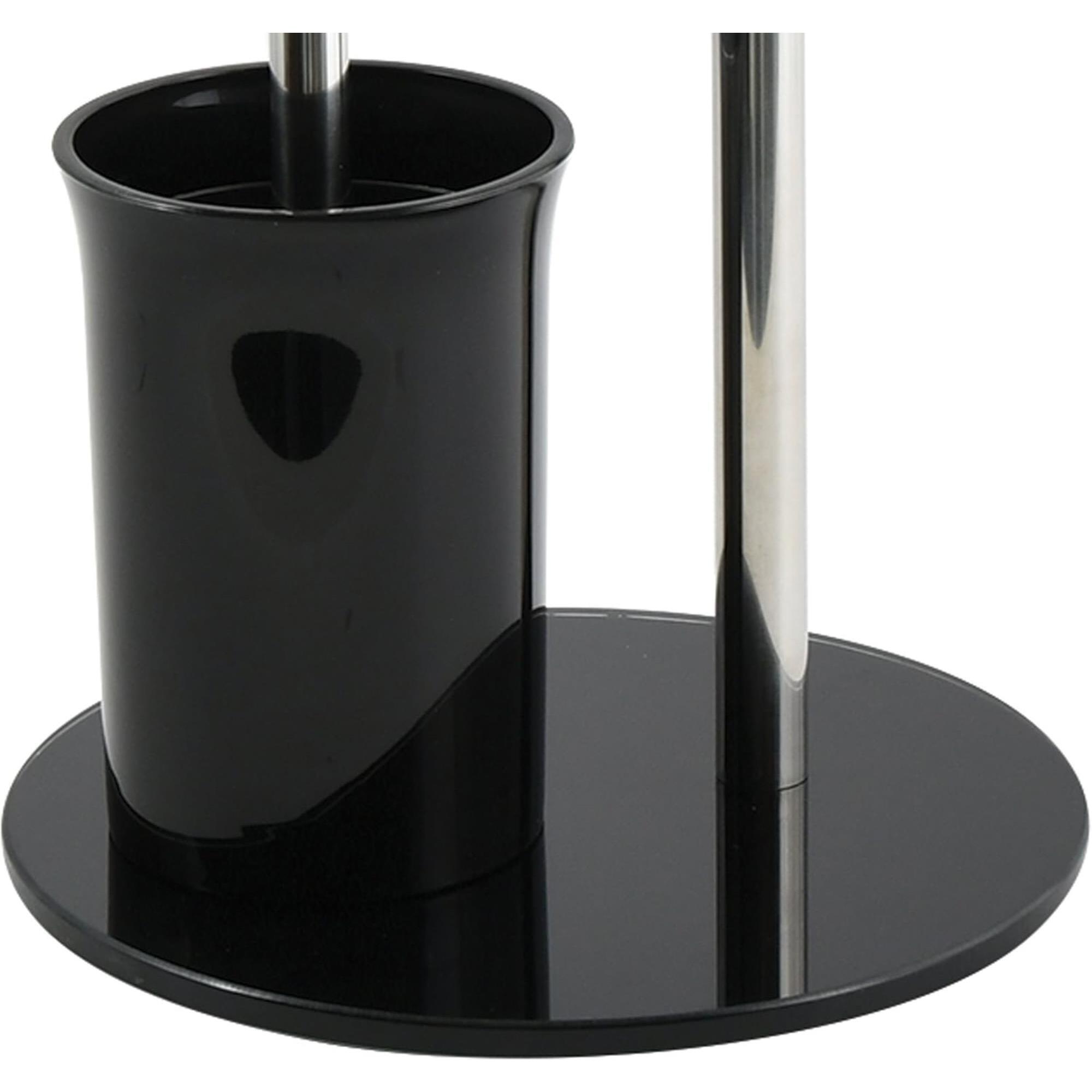 Escobillero de WC en Vidrio, Acero inoxidable y plástico en color Negro