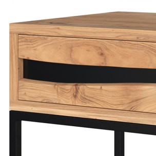 Table de chevet en bois d'acacia et métal, 1 tiroir et 1 étagère - Alabama