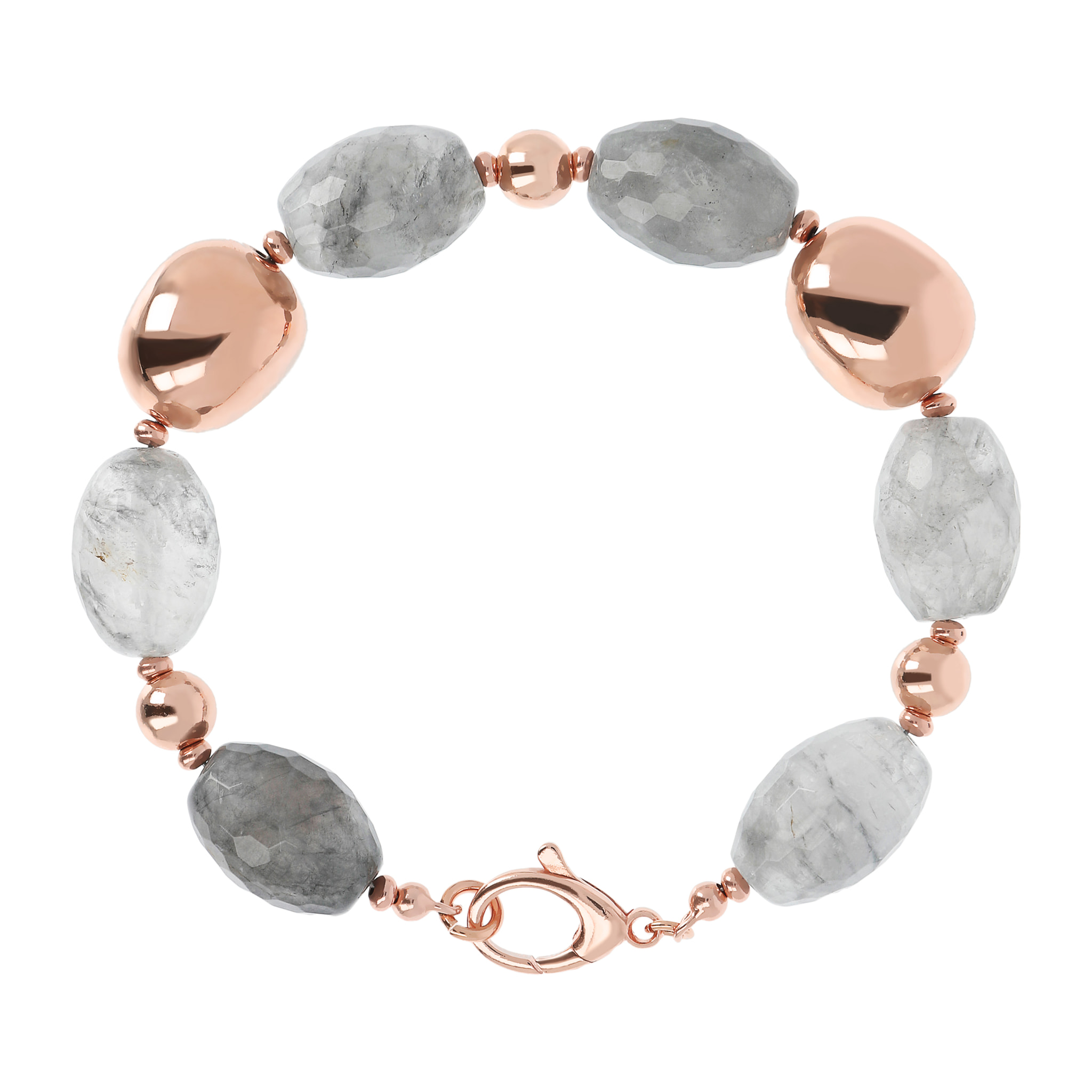 Bracciale con Quarzo Grigio e Pepite Golden Rosé