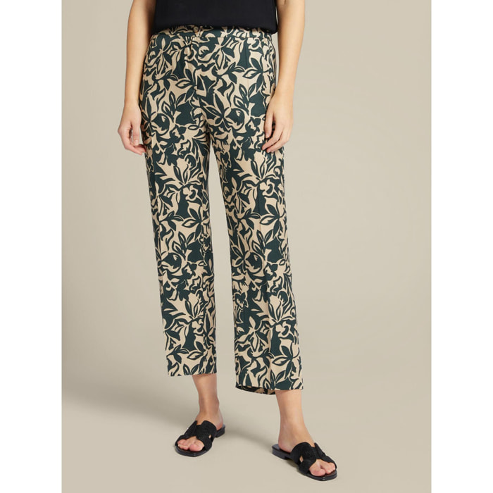 Elena Mirò - Pantalones estampados de viscosa ECOVERO™ - Militar