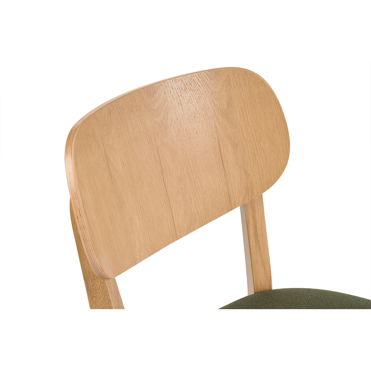 Chaises vintage en bois clair chêne et tissu effet velours texturé vert kaki (lot de 2) LUCIA