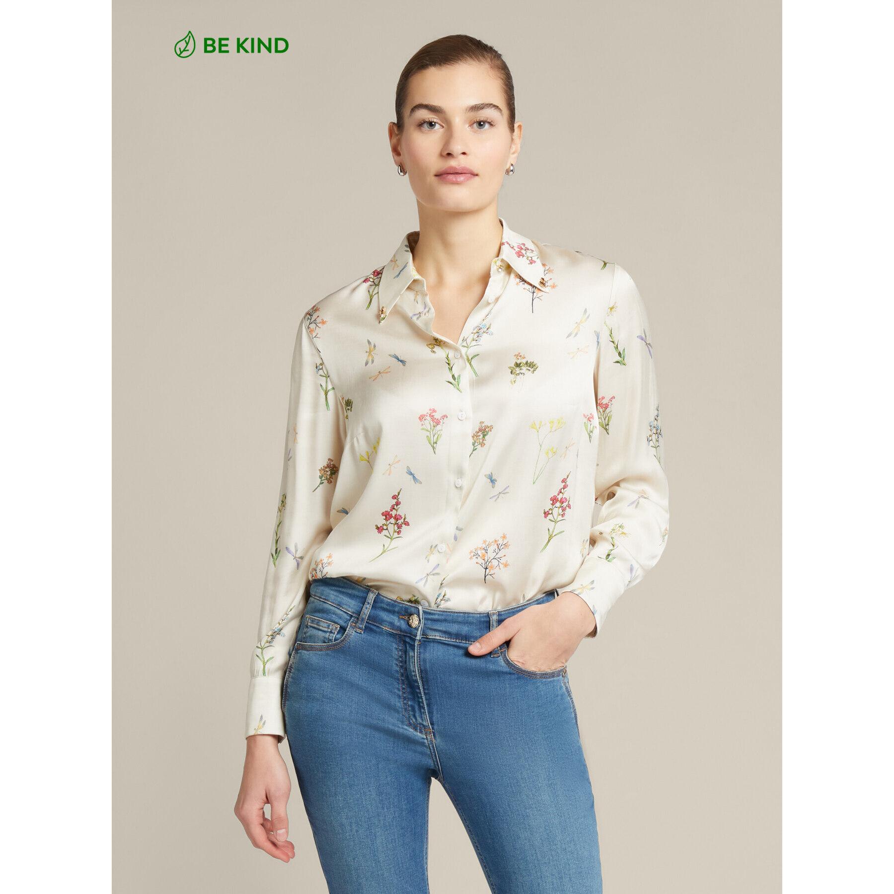 Elena Mirò - Camisa floral de viscosa ECOVERO™ - Blanco