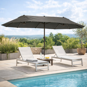 Parasol double rectangulaire – Grande zone d'ombre – Base incluse