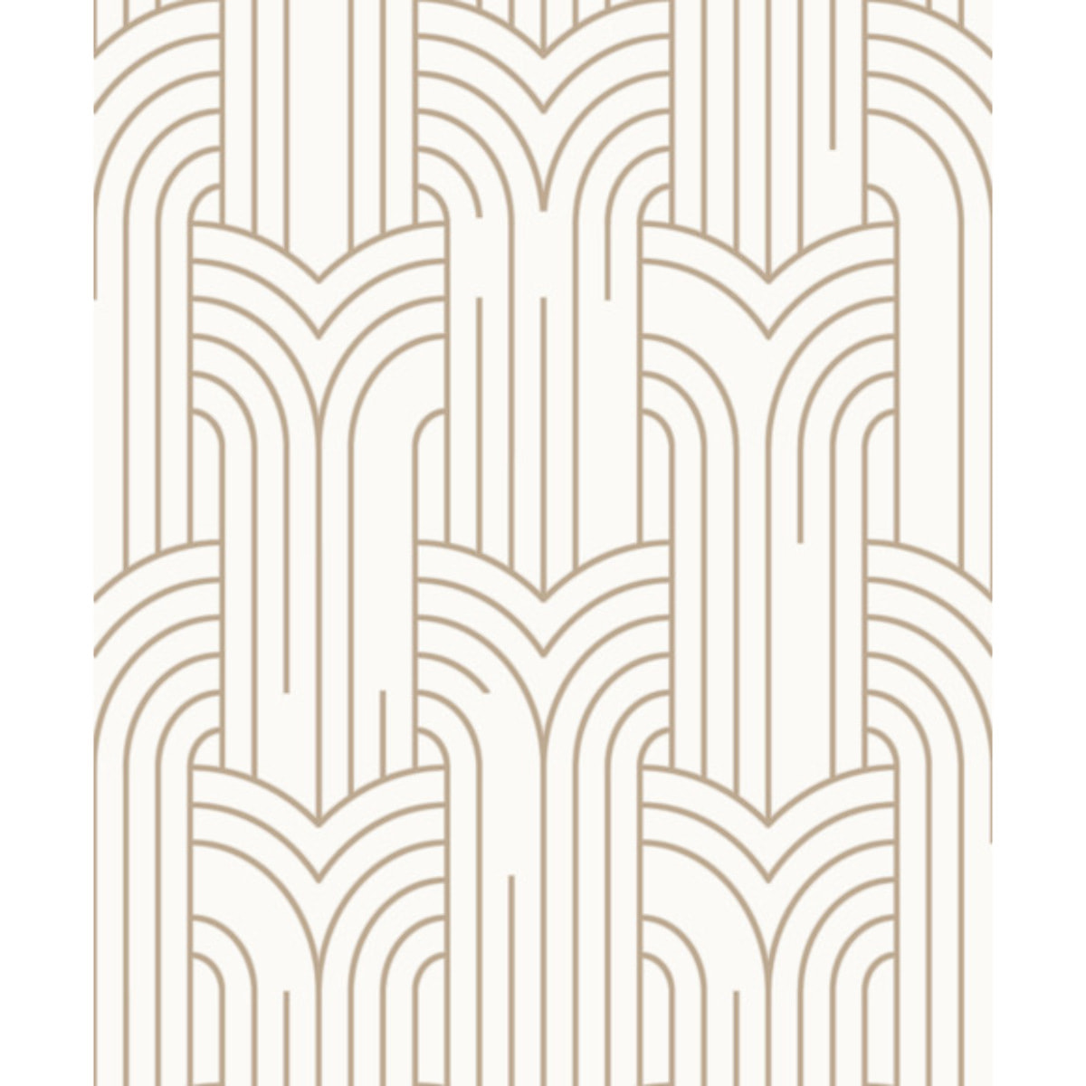 Papier peint géométrique Art Déco blanc et or
