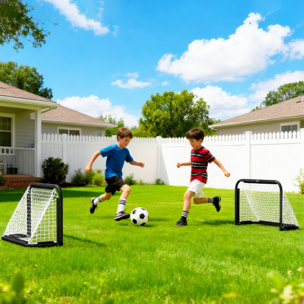Lot de 2 minis buts de football pliables avec filet et piquets - 90 x 36 x 60 cm - noir