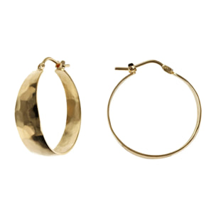 Orecchini a Cerchio Piccoli Martellati placcati Oro Giallo 18Kt Graduati Diametro 3cm
