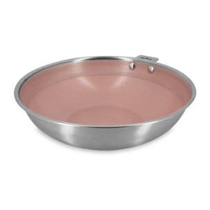 Wok 28cm en acier inoxydable rose AGLAE