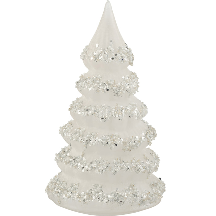 J-Line décoration Sapin De Noël Lignes Paillettes + Perles - verre - blanc/argent - large