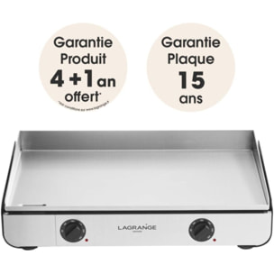 Plancha électrique LAGRANGE Pro 65L noir 2 brûleurs à poser, 65x40 cm + kit d'accessoires