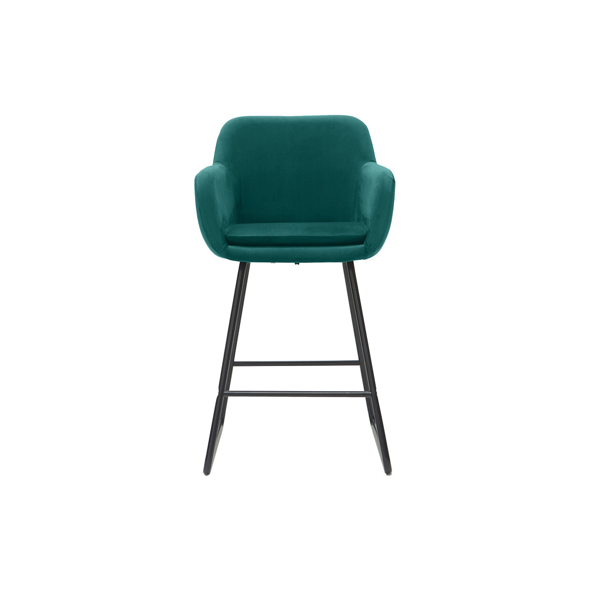 Tabourets de bar en velours bleu pétrole H65 cm (lot de 2) AMIKA