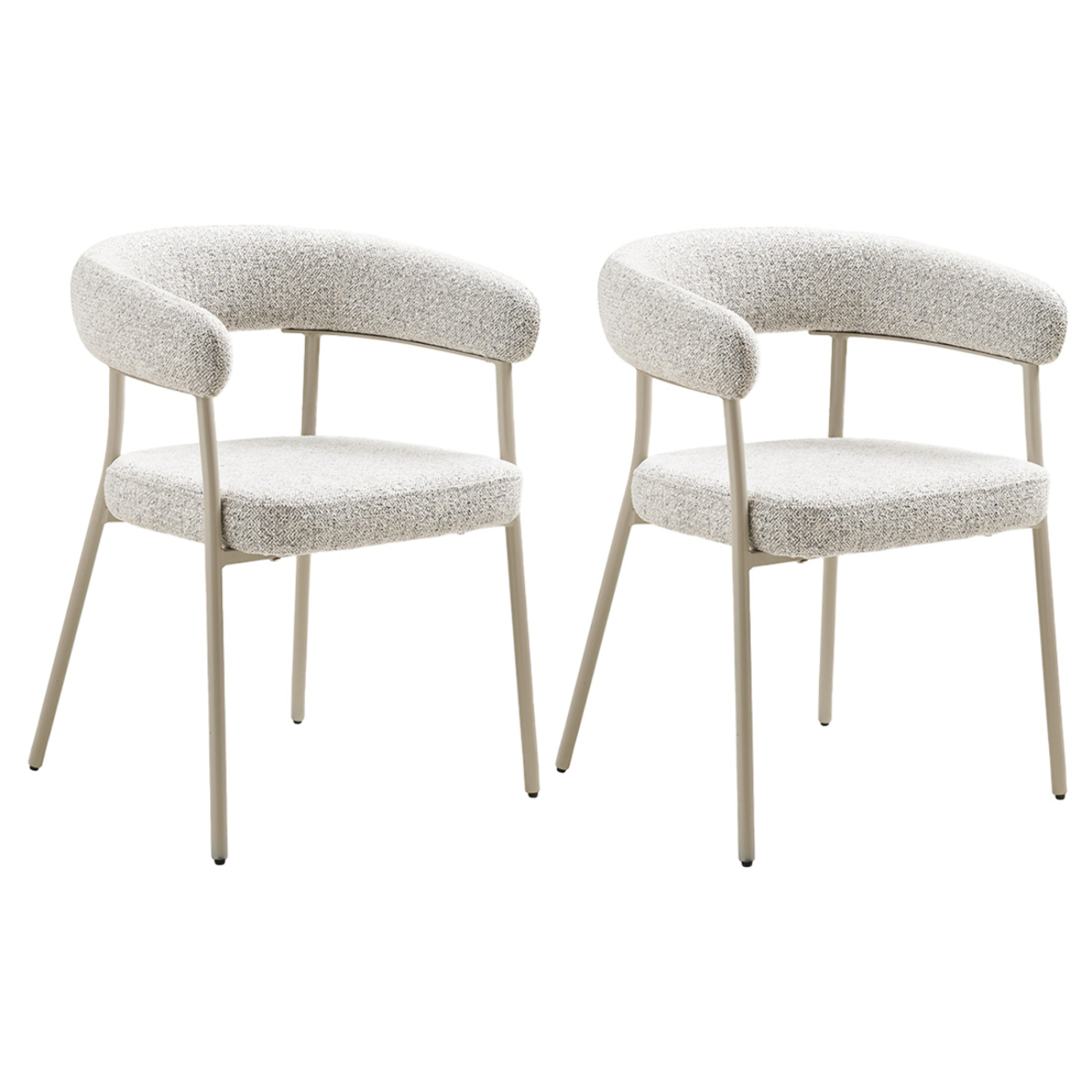 Sadie - lot de 2 chaises FSC  100% en tissu texturé - pieds en acier - Beige