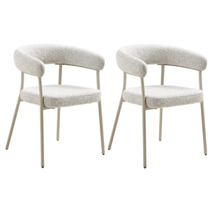Sadie - lot de 2 chaises FSC  100% en tissu texturé - pieds en acier - Beige