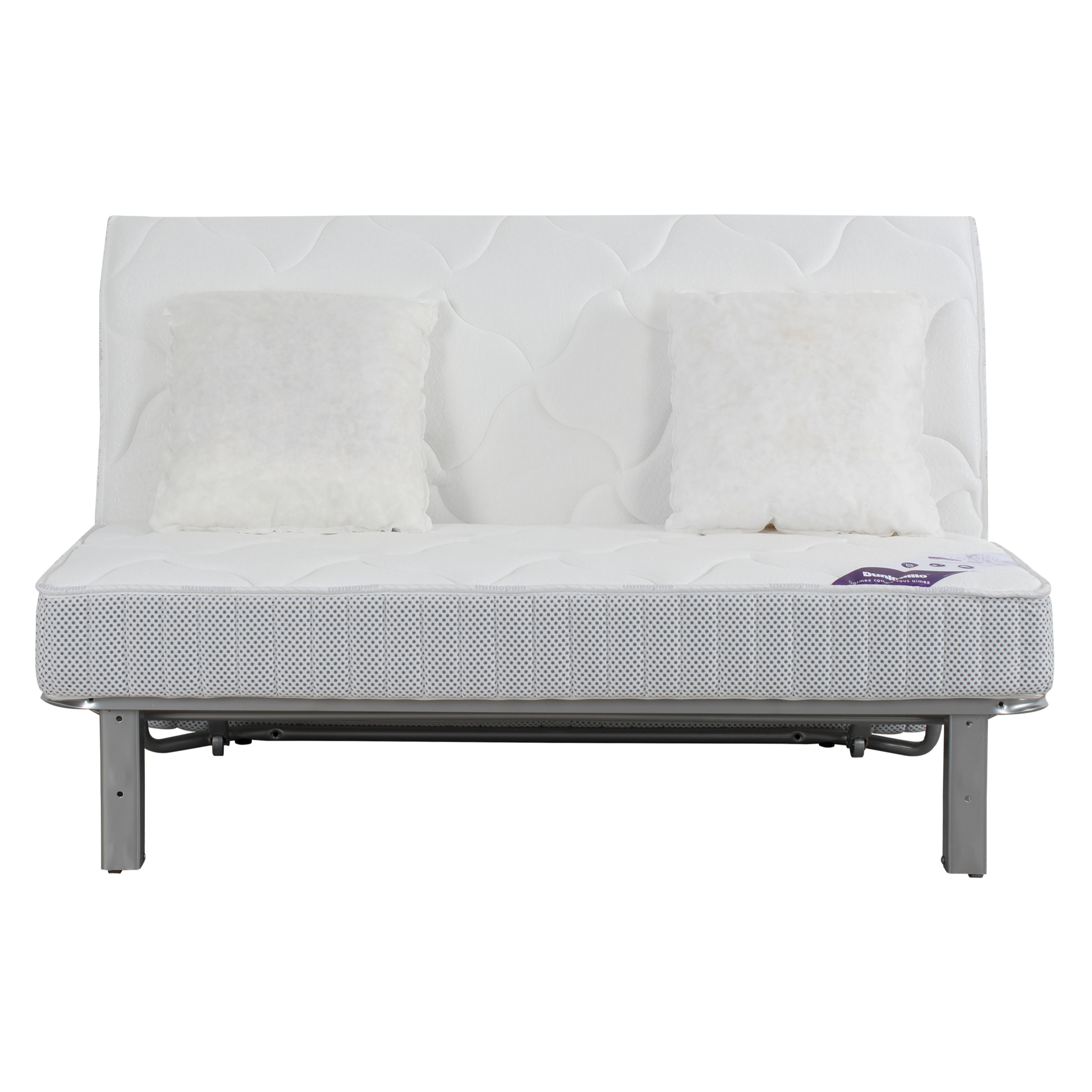 Banquette BZ VIRGINIA 140 x 190, matelas Dunlopillo, coton gris