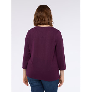 Fiorella Rubino - T-shirt in jersey lurex con scollo a V - Viola