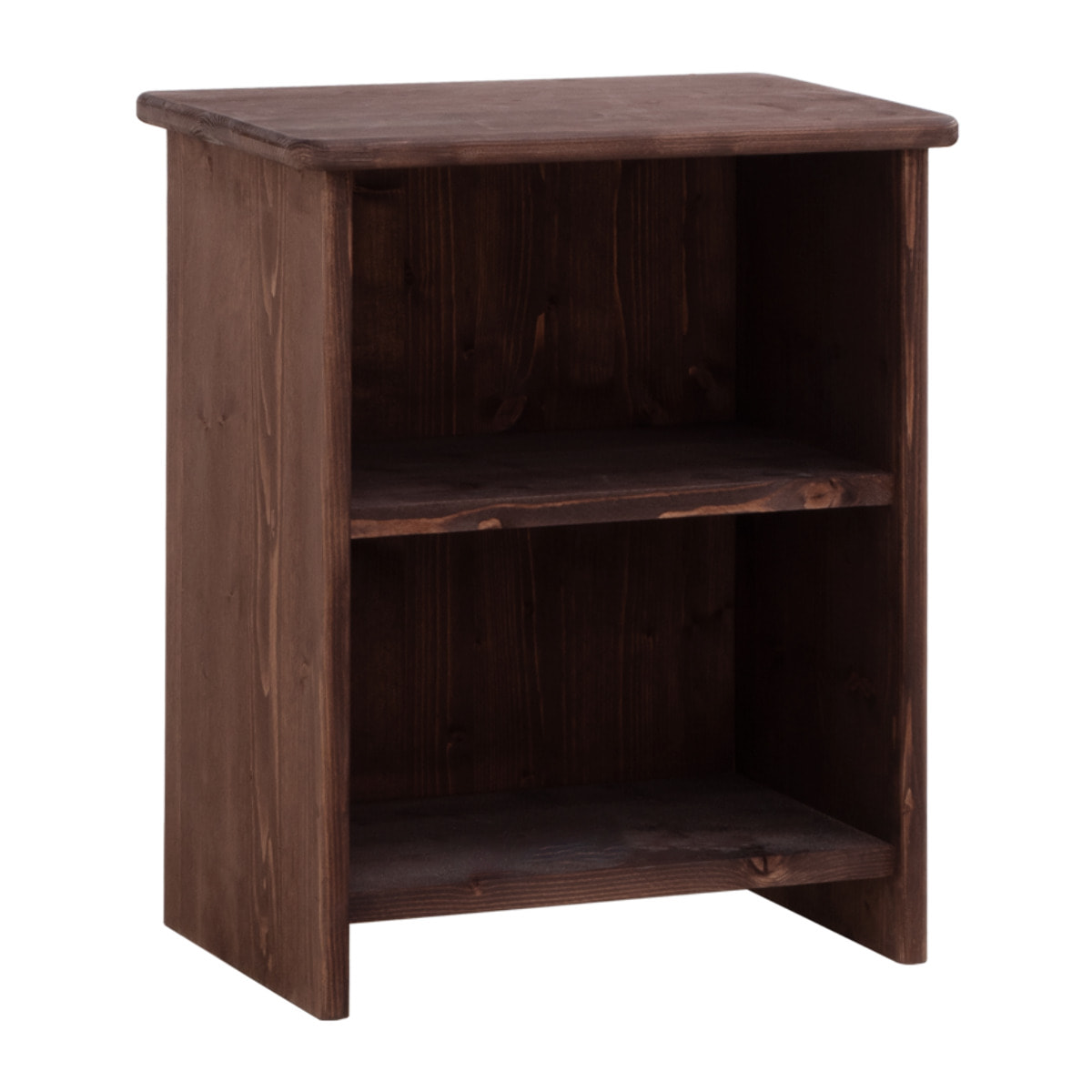 Mesita de noche de madera maciza en tono nogal de 50x42cm Alto: 50 Largo: 42 Ancho: 27