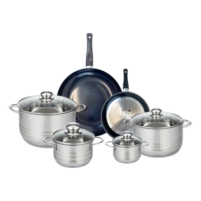 Ensemble de 2 Poêles de cuisson 20 et 28 cm et 4 faitouts 12, 16, 20 et 24 cm Elo Prima Brillant