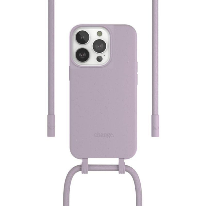 Coque avec cordon WOODCESSORIES iPhone 14 Pro Tour de cou lila