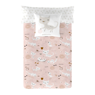 Panzup - Funda Nórdica Estampada - Reversible - Cierre Solapa - 100% Algodón - Incluye 1/2 Fundas de Almohada - Gatos 4