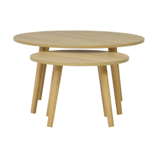 Lot de 2 tables basses rondes effet frêne Népal