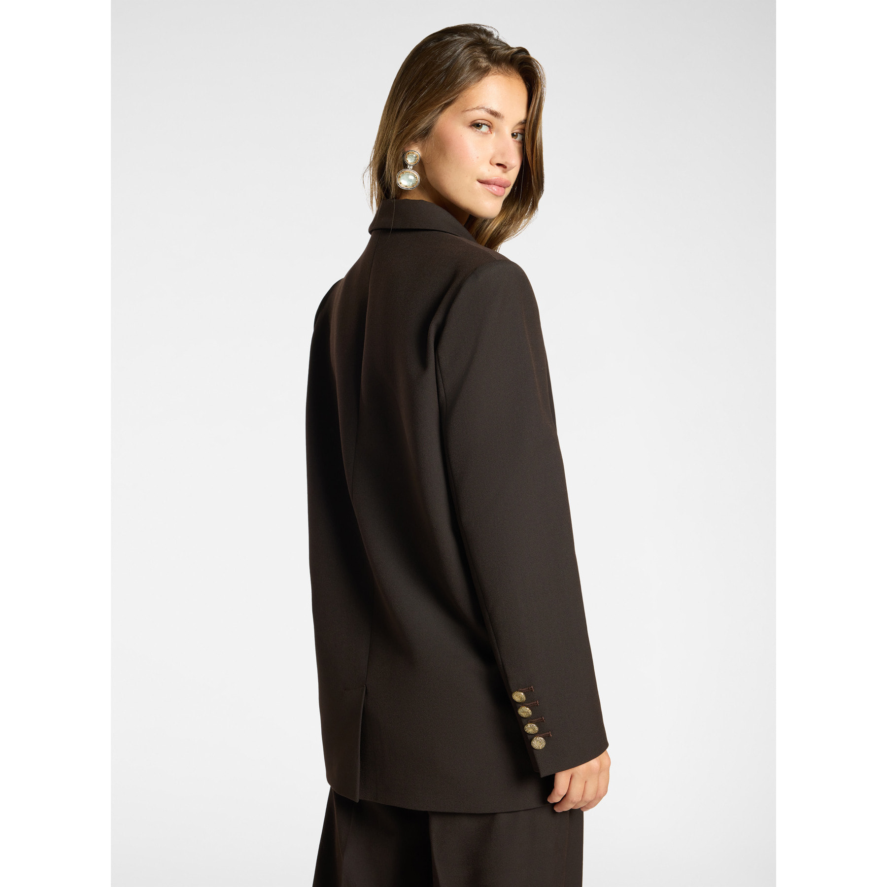 Elena Mirò - Blazer sartoriale in twill misto lana - Marrone