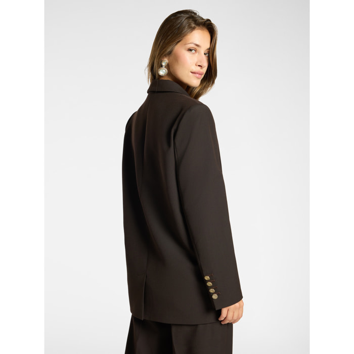 Elena Mirò - Blazer sartoriale in twill misto lana - Marrone