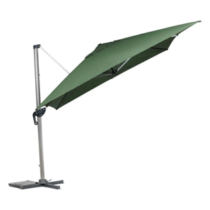 Parasol déporté rectangulaire ÉQUADOR vert olive 4 x 3m en aluminium et polyester