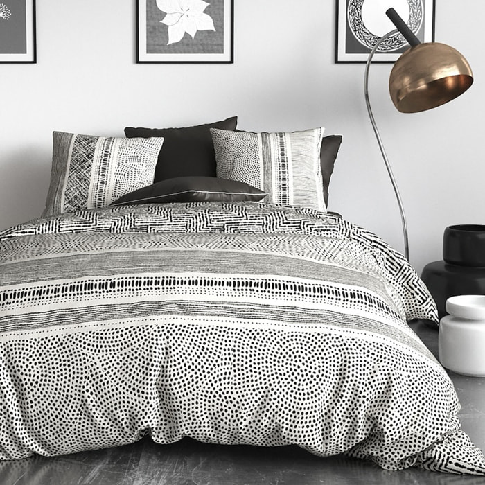 Parure housse de couette imprimé 100% coton - lattice