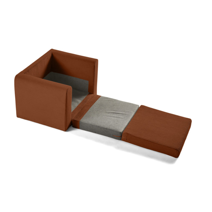 Marilia - fauteuil - convertible déplimousse - en velours côtelé - Terracotta
