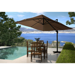 Parasol déporté et rotatif 3 x 3 m chocolat RAFAELA