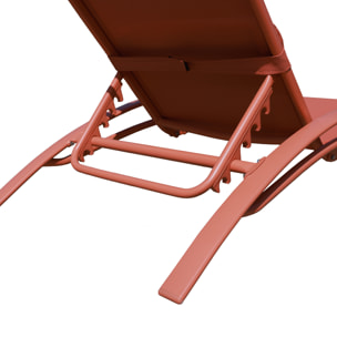 Lot de 2 transats GALAPAGOS en textilène terracotta - aluminium terracotta