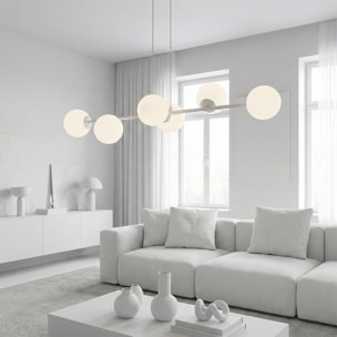 Lampada a sospensione Magnus in acciaio grigio e vetro