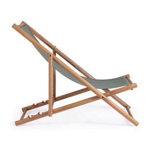 Set di sdraio MONSARAZ in legno di acacia e tessuto verde