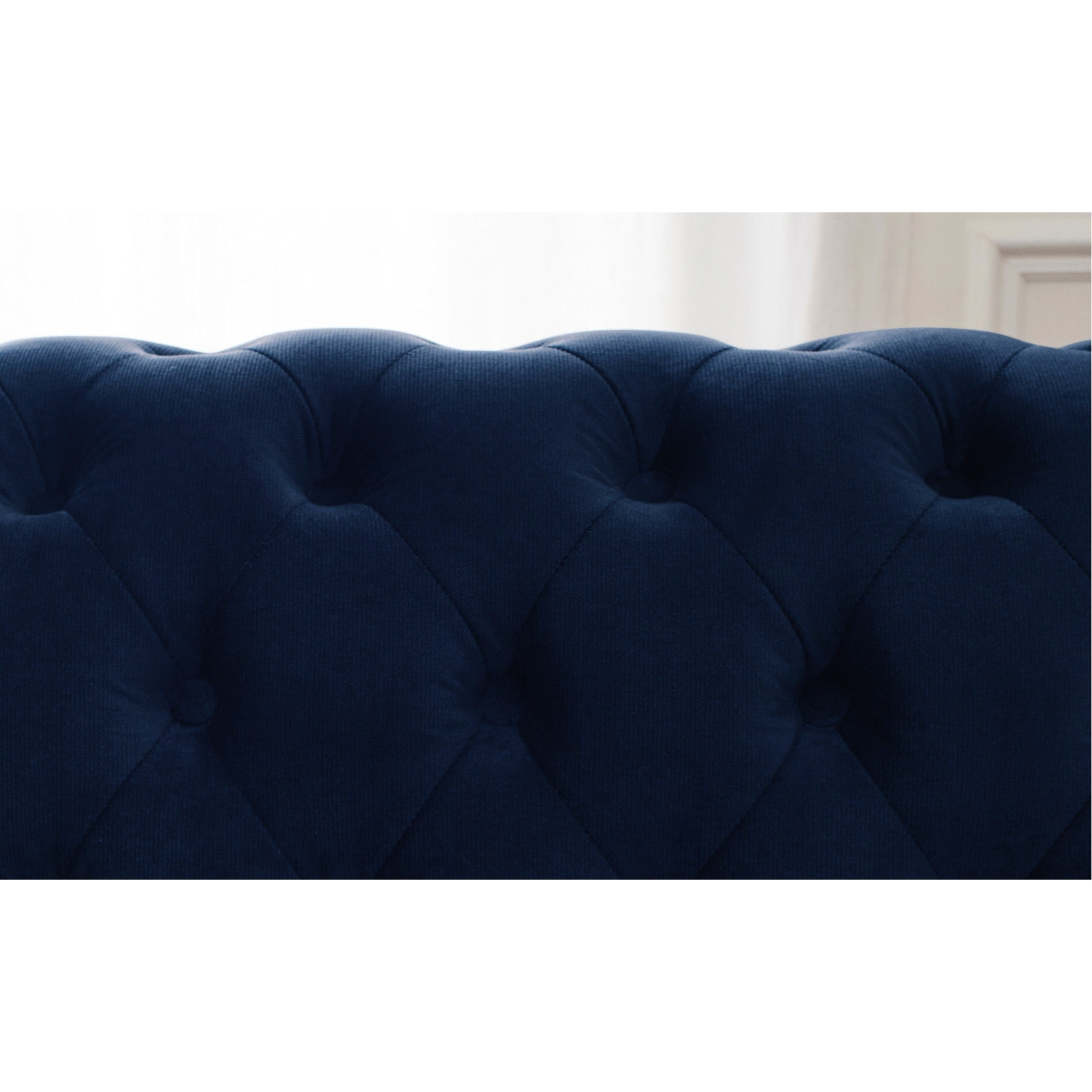 William - canapé Chesterfield d'angle gauche - 4 places - en velours - Bleu nuit