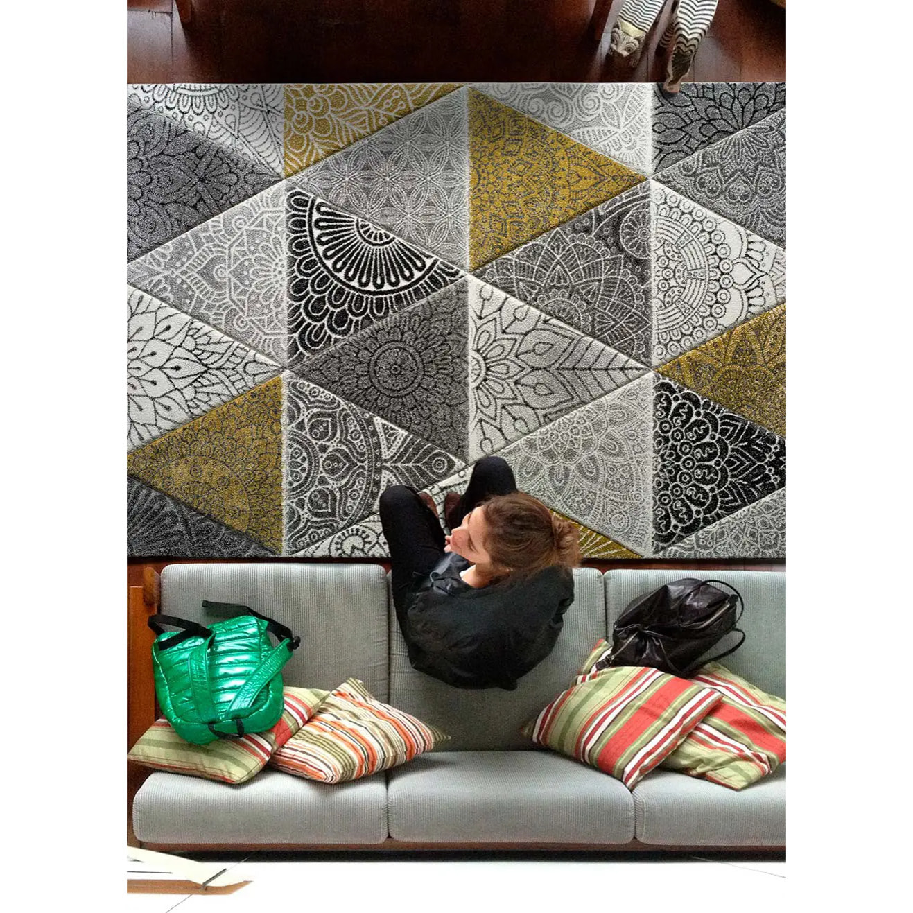 Alfombra geométrica Amy Gris, varias medidas disponibles