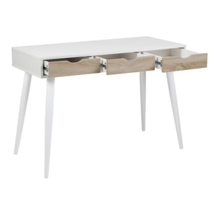 Bureau scandinave avec tiroirs blanc SANDY